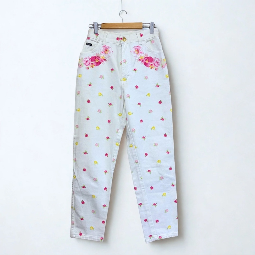 💝 Escada by Margareth Ley Vintage Floral Jeans- Rare 1980s/90s - Picture 3 of 12